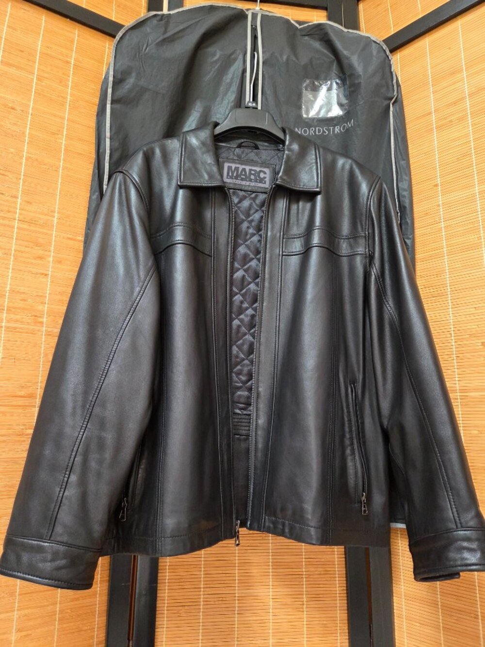 Marc New York By Andrew Marc Black Soft Leather Jacket Men’s XL with Garment Bag